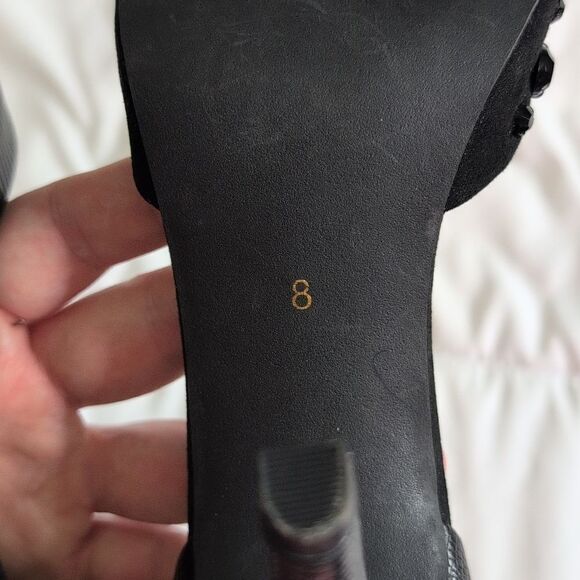 Seychelles size 8 Black Rhinestone Open Toe Heels with Ankle Strap - Picture 11 of 14